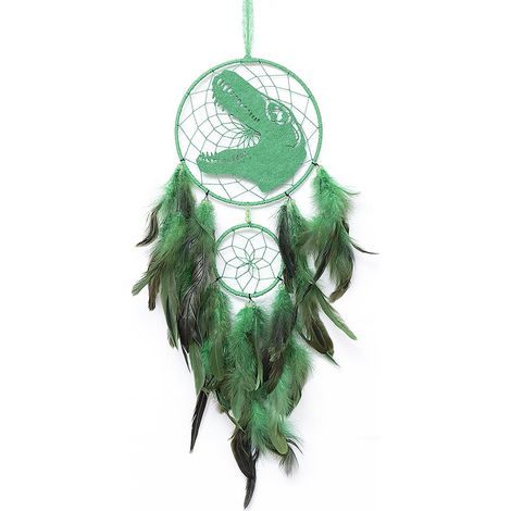 Dinosaure Attrape rêves Fait à la Main Plume Attrape rêves Plumes Tenture Murale Ornement Cadeau pour Chambre (1/5)
