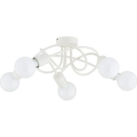 Alfa BOSTON industrial white ceiling light, 5-light metal loft fixture, 5xE27 sockets up to 15W each, dimmable, 52cm for living room, dining room, office
