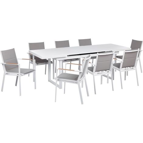 Set da giardino 8 posti con tavolo allungabile e sedie in alluminio grigio Valcanetto/Busseto (1/5)
