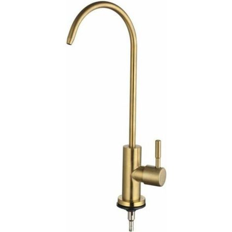 Robinet purificateur d'eau en acier inoxydable, robinet de cuisine purificateur d'eau, robinet droit pour boisson, or brossé (1/4)