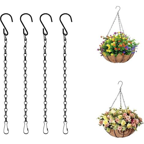 Chaînes de Suspension Noires Crochets pour Paniers Suspendus Jardinières Mangeoires à Oiseaux Carillons Éoliens Lanternes et Ornements Décoration (1/5)