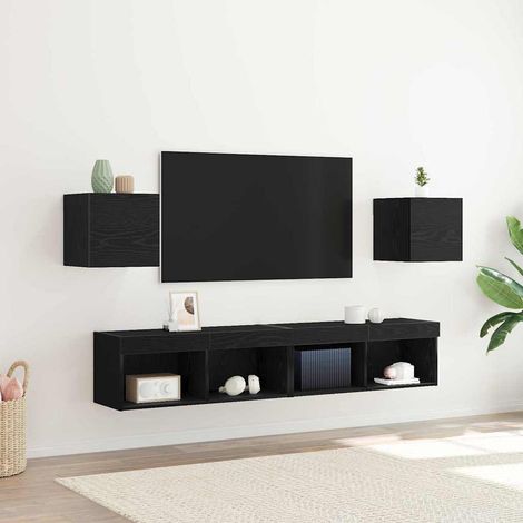 Wandmontiertes TV-Regal 2 pcs Schwarze Eiche 30,5 x 30 x 30 cm