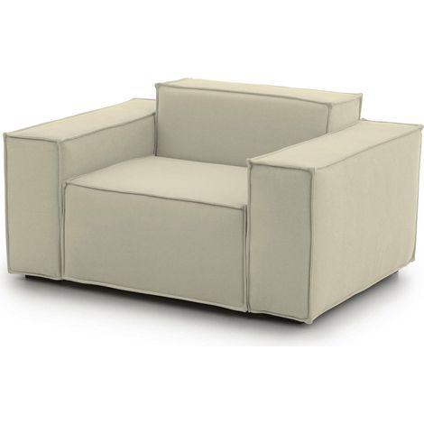 Talamo Italia - Poltrona Rodonite, Poltrona da salotto, 100% Made in Italy, Poltroncina relax in tessuto imbottito, Cm 160x95h70, Beige