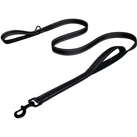 Laisse robuste pour chien - 2 poignées rembourrées pour un contrôle accru, 1,8 m de long - Idéale pour les chiens moyens à grands (1,8 m, noire) (1/5)
