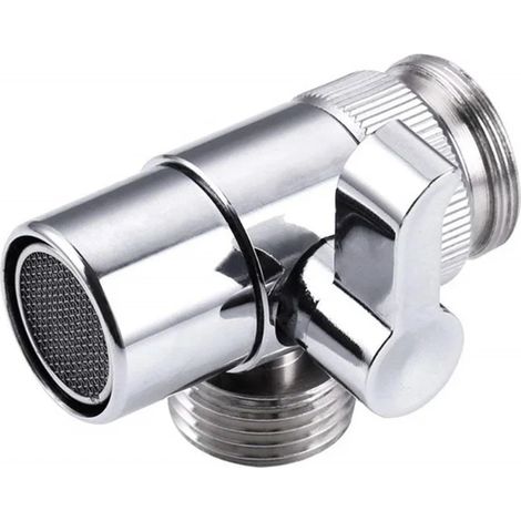 Adaptateur de robinet (argenté) pour évier de cuisine, séparateur, vanne de dérivation, connecteur de robinet d'eau pour toilettes, bidet, douche, 1 pièce (1/5)