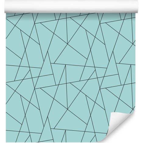 Carta da parati con motivo geometrico turchese e celadon per soggiorno e camera da letto, 50x1000 cm. (1/5)