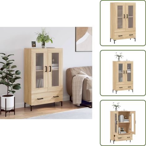 The Living Store Highboard Sonoma-Eiche 69,5x31x115 cm Holzwerkstoff - Holzwerkstoff (1/5)