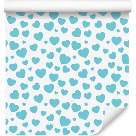 Papier peint Cœurs Céladon et Blanc 50x1000 cm (1/5)