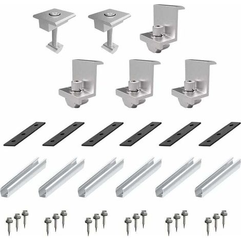 Bardusch-Fixation Panneau Solaire,Support Panneau Solaire,Kit de montage de panneaux solaires, accessoires de panneaux solaires pour centrale de toit-terrasse, montage de panneaux métalliques sur le t (1/4)