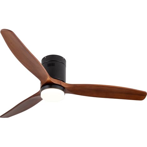 Ventilateur de plafond 52 pouces à 3 pales en bois foncé, LED 3 températures, moteur DC réversible et télécommande radio, noir, pour salon et chambre - CHICFURN (1/5)