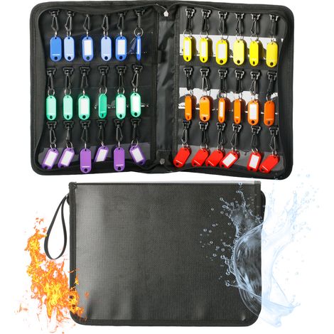 Organisateur de Trousse de Clés à Fermeture Éclair Classeur de Clés Imperméable et Ignifuge avec 36 Crochets et Étiquettes Livre de Rangement de Clés Portable pour Bureaux Agences Hôtels (1/5)