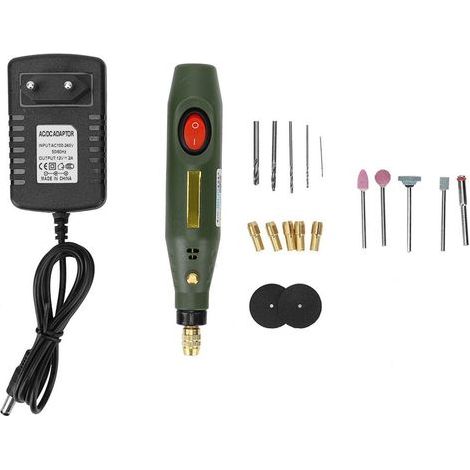 Jeu 19 pièces outil rotatif multifonction – vitesse variable – gravure pierre / inox – prise EU 110-240V (1/5)
