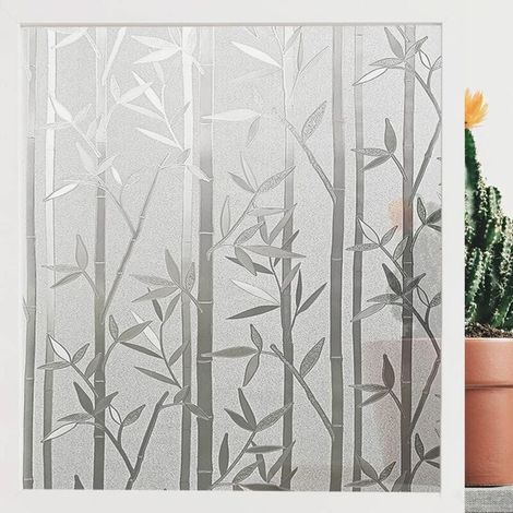 Film Occultant Fenêtre Film Electrostatique Vitre, Non Adhésif Opaque Anti-UV pour Décoration Cuisine, Bureau, Chambre à Coucher Motif de Bambou 45 x 200 cm (1/4)