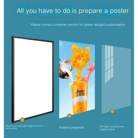 Cadre photo en alliage d'aluminium A3, cadre mural coulissant pour affiche, cadre A4 remplaçable, cadre photo en métal sans perforation (noir mat) (1/2)