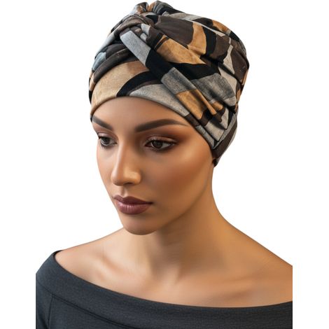 Elegante turbante femenino ULA 435 con forro de viscosa, también apto para después de la quimioterapia. (1/5)