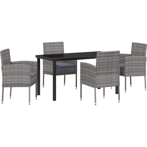 Conjunto de Comedor de Jardín 5 pcs Gris ratán sintético vidaXL (1/5)