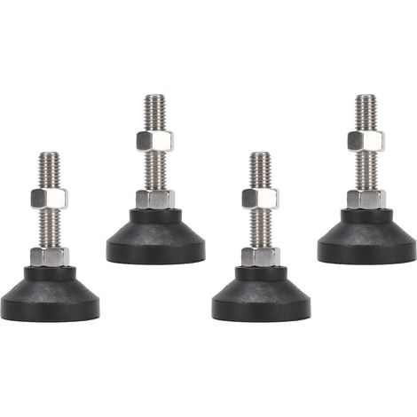 Ortviai Lot de 4 pieds de nivellement M12 pour table ou établi avec base nylon noir (1/5)