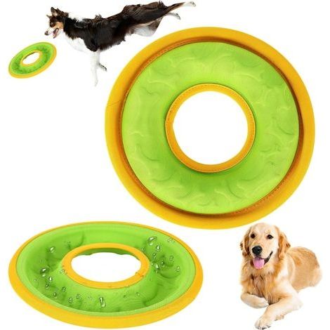 Frisbees pour Chien, 23cm Frisbee Jouet pour Chiens Disque à Lancer en Résistant pour jouets de dressage pour animaux de compagnie Disque volant pour chien Terre et l'eau Chien soucoupe volante (Vert) (1/5)