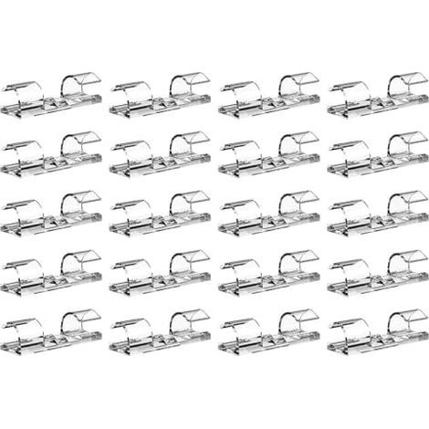Adhesive Cable Clips – 20-Piece Wire Management Set, Transparent Cord Organizer Holders, Self-Adhesive Cable Tie System, Wall Routing Accessory for Car, Office, Medium Size (1/5)