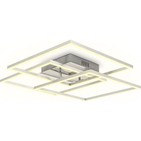 Deckenlampe 57x57 cm - 40W, 4000lm, LED, warmweiß, silberfarbig