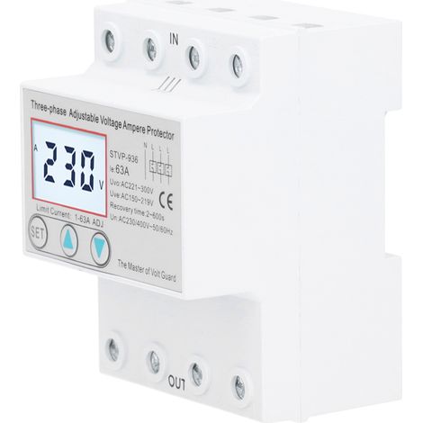 Protecteur de tension réglable LCD triphasé multifonctionnel à réinitialisation automatique STVP936 230v 400V AC(63A) (1/5)