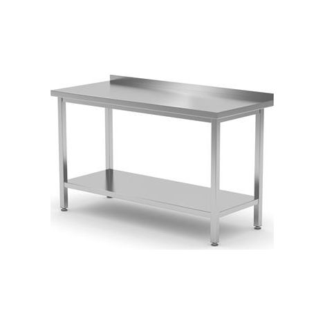 Table murale avec étagère - boulonnée, profondeur 700 mm - Ref 812754 - 70x160xH89 cm - Hendi