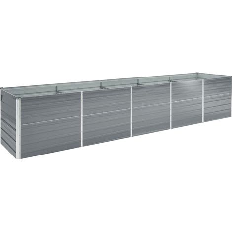 Lit surélevé de jardin-Jardinière surélevée-Bac de jardin surélevé Acier galvanisé 400x80x45 cm Gris (1/5)