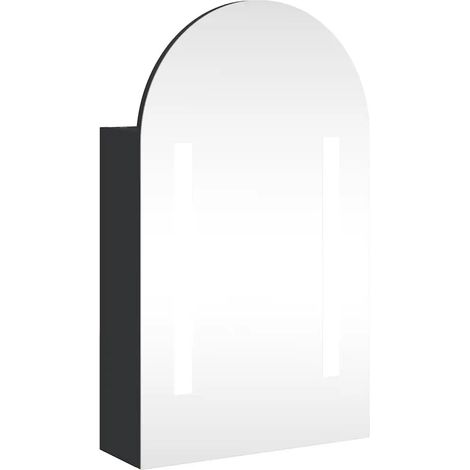 Armadietto da bagno a specchio LED da parete nero 42 x 13 x 70 cm con ripiani regolabili design pulito in legno nero 020047275