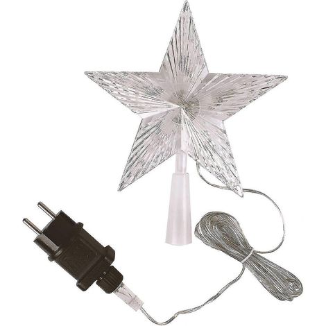 Cime de sapin de Noël avec 10 LED et prise secteur - Cime de sapin de Noël illuminée blanc chaud - Chr (1/5)