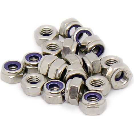 Lot de 20 écrous hexagonaux M6 (6 mm) en acier inoxydable (A2) (1/3)