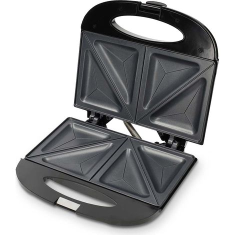 Piastra per sandwich, 750 W, antiaderente, controllo automatico della temperatura, nera