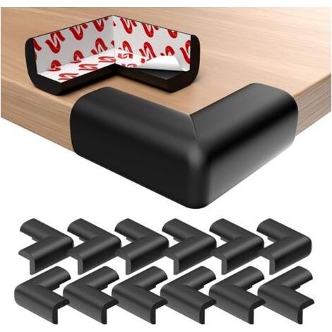 Lot de 12 Coin de Table Protection Bebe, Protege Coin de Bebe avec Colle Solide,Protection Angle pour Meubles et Endroits Pointus, Noir (1/5)