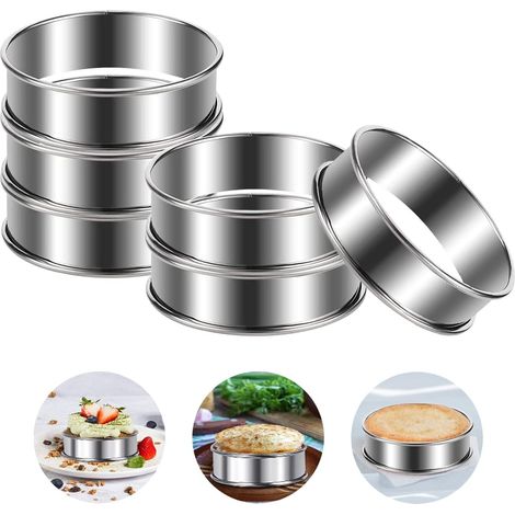 6 Pièces Cercle Tartelette, Cercle a Patisserie 8cm, Cercles et Cadres à Pâtisserie, Cercle a Tartelette, Moule a Pancake, Cercle Cuisine Inox pour Muffins Tartes Gâteaux Crumpets, pour la poêle