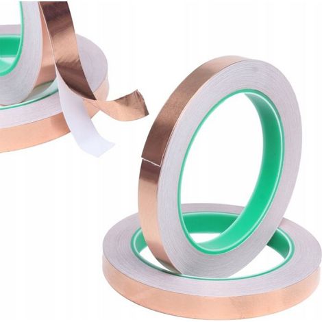 Ruban Cuivre - 5 mm x 50 m - Épaisseur 0,05 mm - Double Face Conducteur - DIY Vitrail EMI Jardinage (1/5)