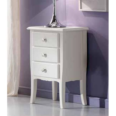 Comodino in legno Shabby Chic Bianco