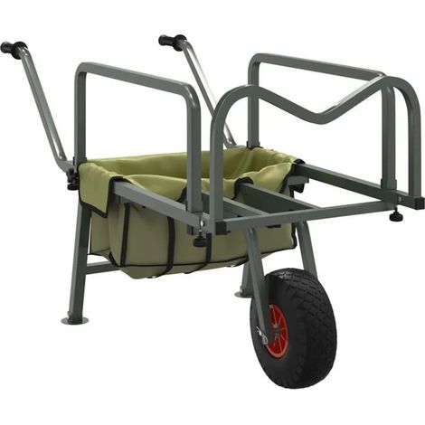 Chariot de pêche vert avec roues en acier thermolaqué