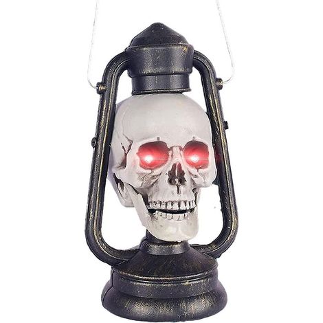 Lanterne d'Halloween en forme de crâne effrayant, lanterne squelette LED, décoration d'Halloween, accessoires pour maison hantée (1/4)