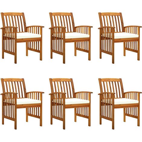 Set di 6 sedie da giardino con Cuscini in Legno Massello di Acacia vidaXL (1/5)