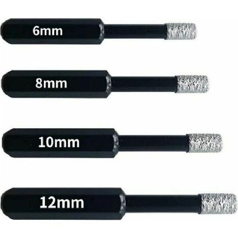 Forets Diamant Professionnels pour Carrelage, Céramique, Verre et Pierre - Coffret de 4 Mèches Diamantées (6mm, 8mm, 10mm, 12mm) - Scies-Cloches pour Grès Cérame et Tuiles (1/5)