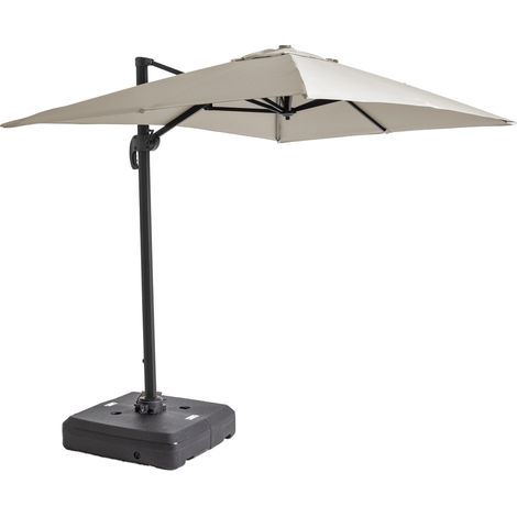 Parasol déporté 2x3 m et dalle à lester sur roues aluminium blanc