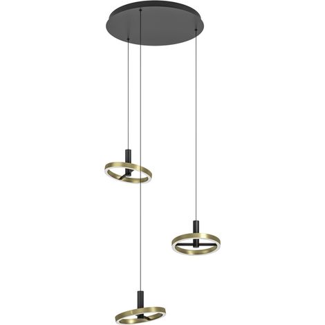 Suspension Brest 3 lumières rondes noires avec or - 300202