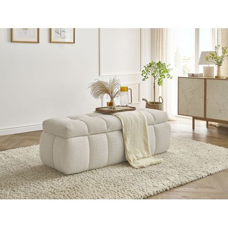 Bobochic – Bout de lit MONT-BLANC tissu bouclette beige – Rangement discret – Dimensions 146x56x52cm – Fabrication européenne (1/5)