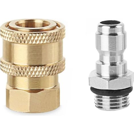 Set mit 2 Hochdruckreiniger-Adaptern, 14 mm M14 x 1,5 auf 1/4 Zoll Schnellkupplungsset, Anschlusszubehör, Hochdruckreinigerpistole für Garten, Rasen, Auto, Wasserflasche