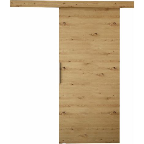 Mirjan24 – Porte coulissante 205x77 cm en stratifié Chêne Artisan – Mécanisme coulissant personnalisé – Poignées en métal – Installation universelle (1/3)