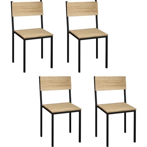 Sillas iCub encajable Pack 4Ud. 40x40x85cm Negras en madera maciza de pino acabado vintage estilo industrial Box Furniture (1/5)