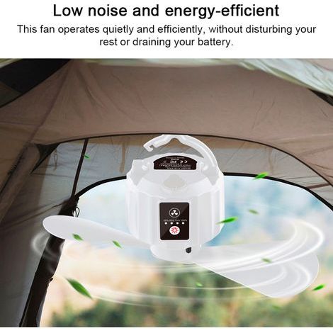 Ventilateur Suspendu Portable USB Rechargeable pour Camping avec Contrôle Remote et Lumière Multifonction (1/5)