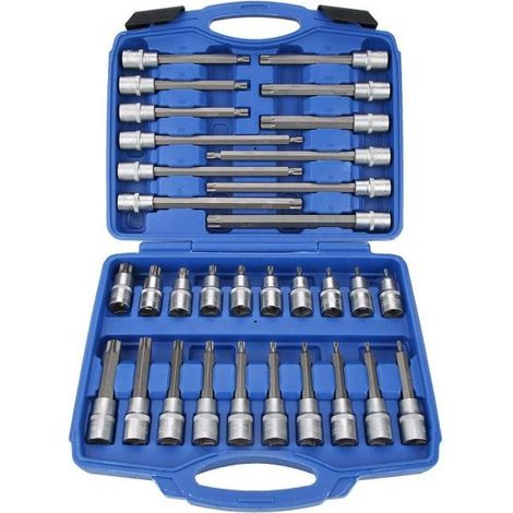 Chiave a bussola 1/2", set da 32 pezzi, punte torx maschio/femmina, lunghe/corte, in acciaio al cromo vanadio (1/5)