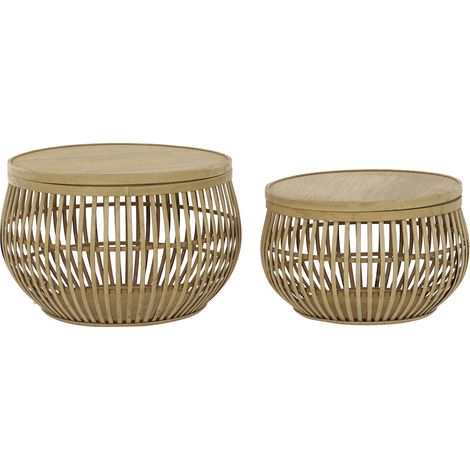 Mesita Auxiliar Set 2 Ratan Bambu 51X51X34 Natural (1/4)