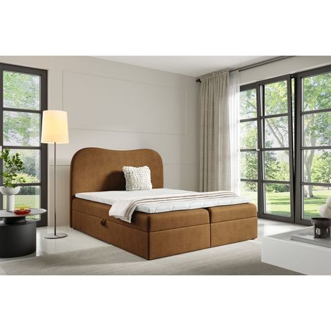 Boxspringbett Schlafzimmerbett DARLIN 120x220cm Stoff Gerra Goldbraun