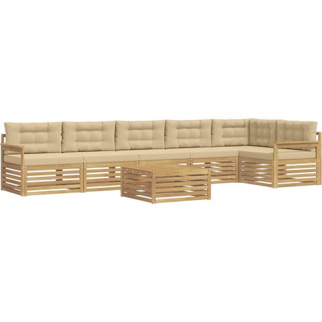 Outdoor Sofa Set with Cushion 7 pcs White and Beige vidaXL (1/5)